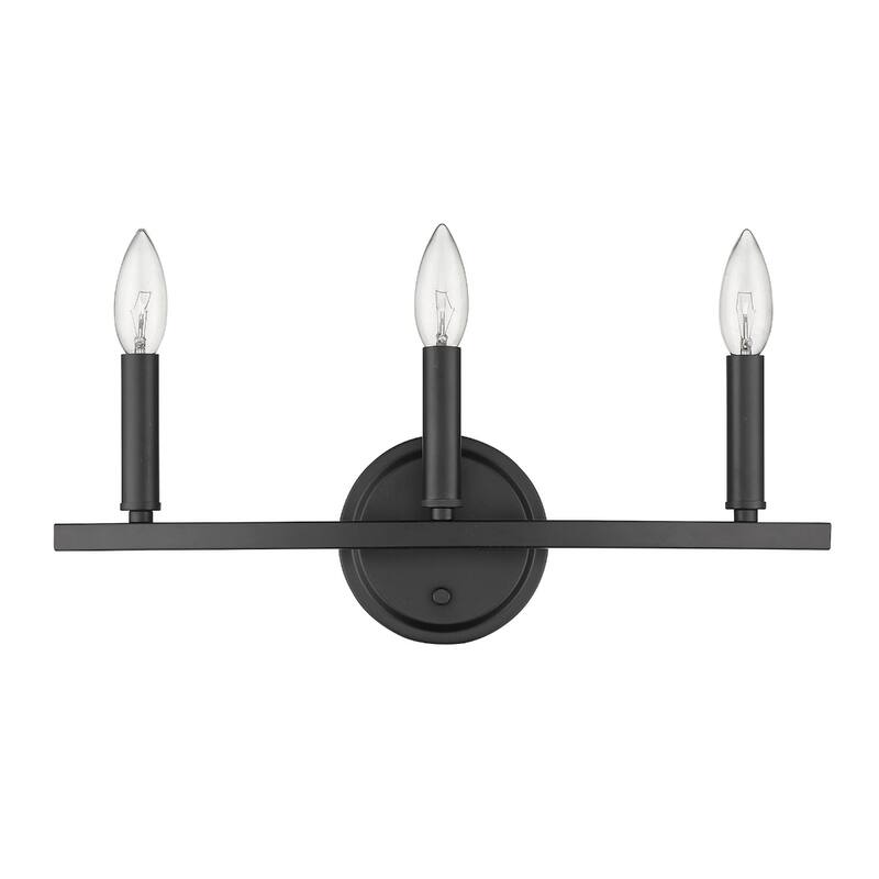 3-Light Bathroom Vanity Wall Light in Matte Black with Dimmable Hardwired Fixture and E12 Compatible - 6.63" H x 18" W x 4" D