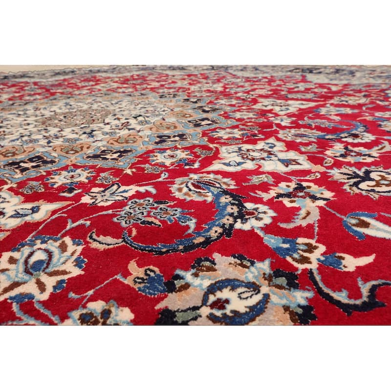 Red Wool & Silk Oriental Rug Hand Knotted Round 250 KPSI - 10' x 10'