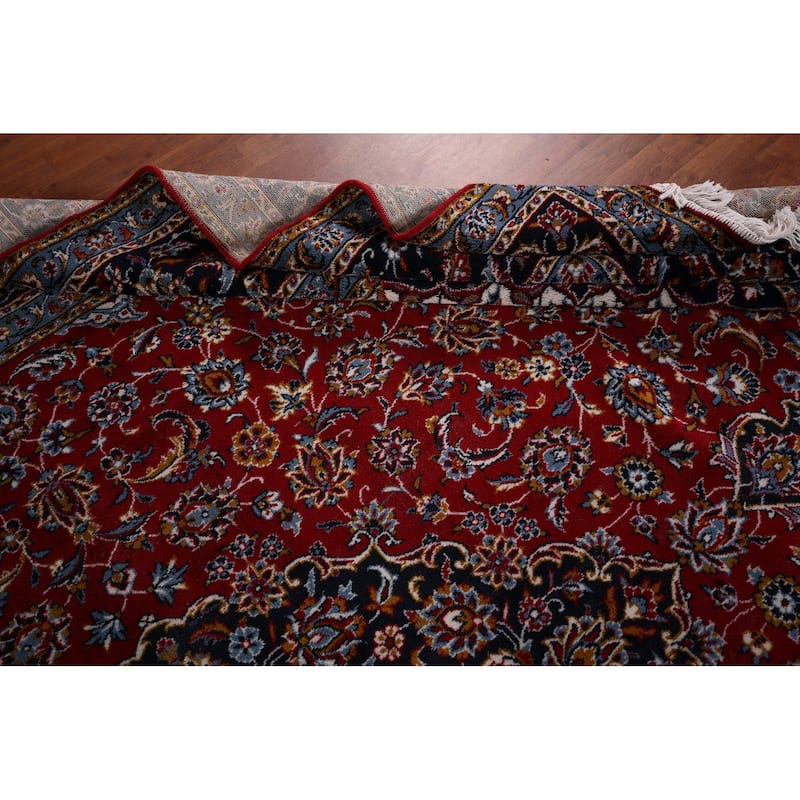 Red Medallion Kashan Turkish Rug Traditional Machine-Made Carpet - 9'7" x 12'5"