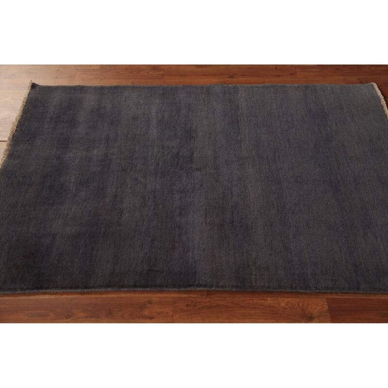 Gray Blue Gabbeh Modern Rug Handmade Wool Carpet - 3'5" x 4'10"