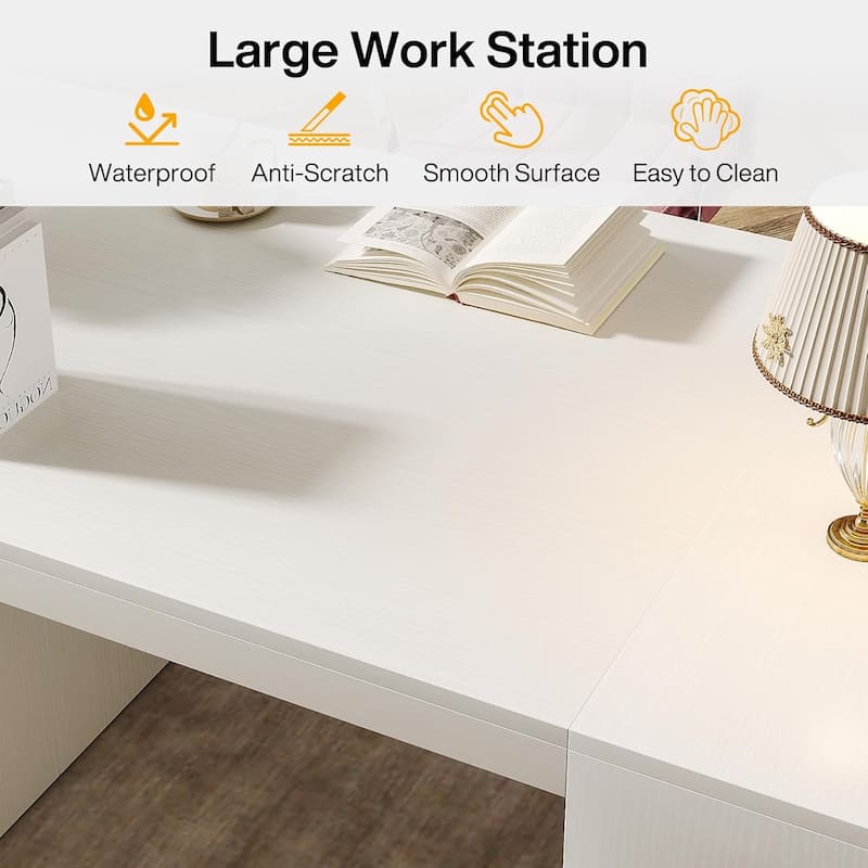 Large Computer Desk with Storage Shelf, 62” Wood Executive Desk