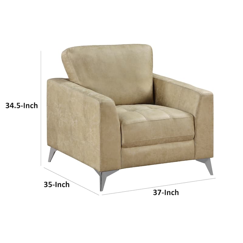 Casie Accent Armchair, Sand Brown Microfiber Foam, Chrome Legs