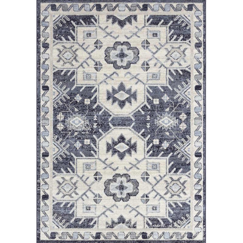 Abani Cruz Geometric Navy Indoor Area Rug