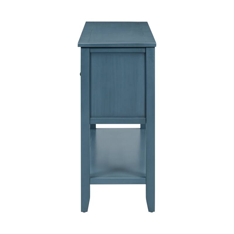 Vintage Console Table with Four Small Drawers and Bottom Shelf