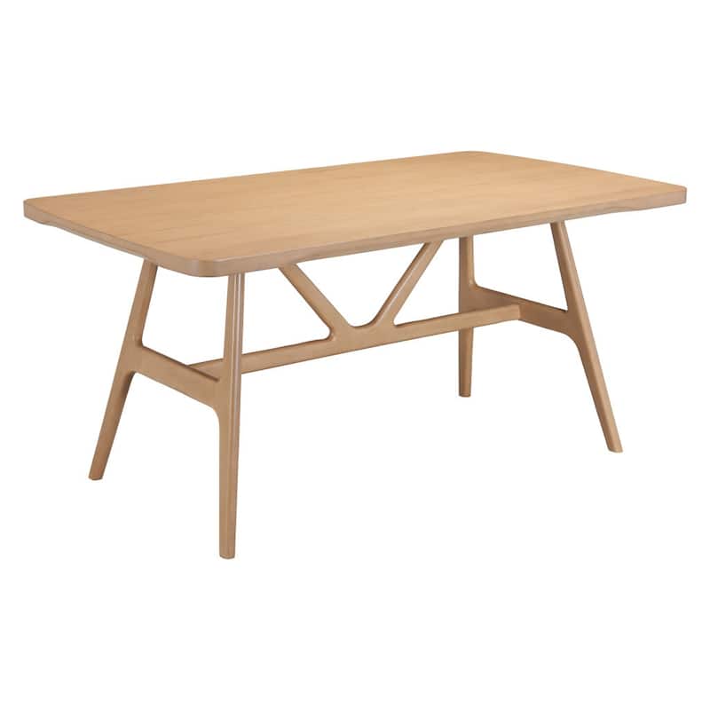 HomeRoots 63" Natural Solid Wood Trestle Base Dining Table - 63.00 in. x 29.50 in. x 36.00 in.