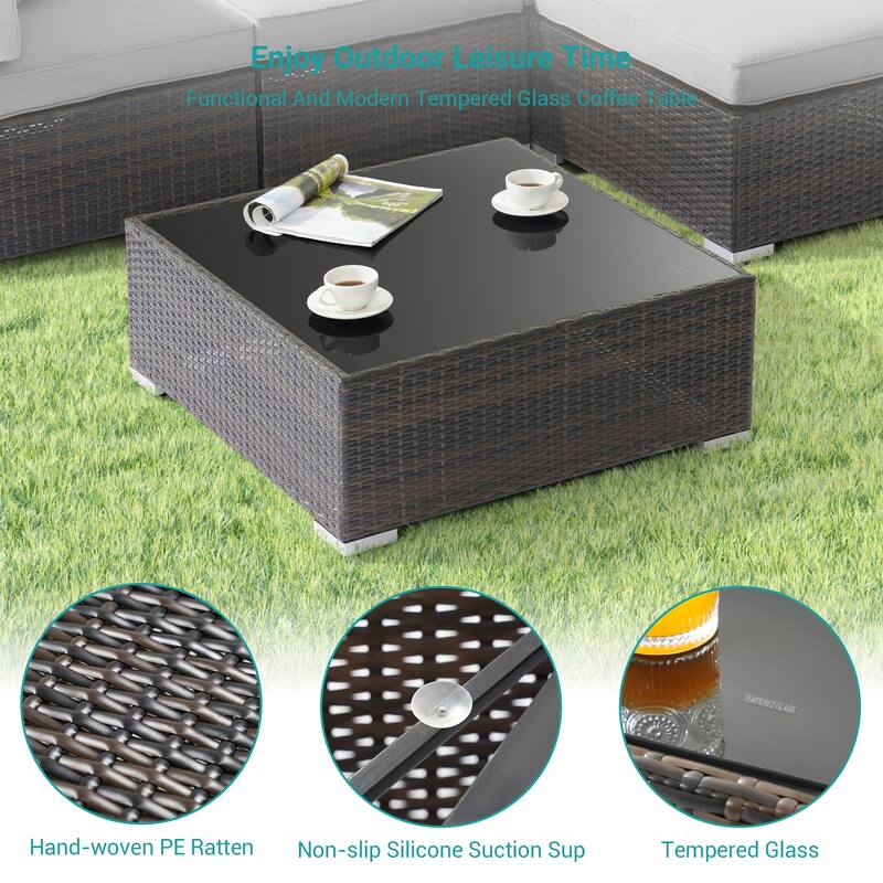 BONASUKI Patio Furniture Set,7-Piece Outdoor Rattan Sectional Sets