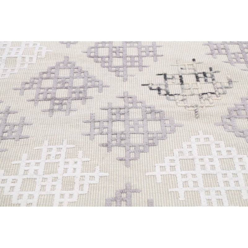 Contemporary Geometric Moroccan Oriental Wool Area Rug Handmade Carpet - 5'4" x 7'4"