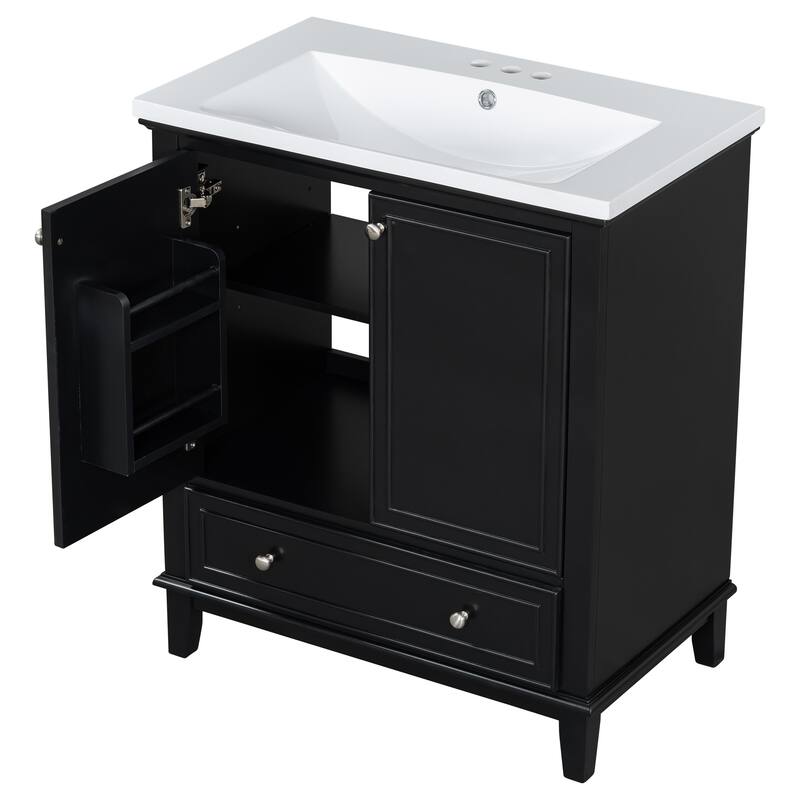 Roomfitters 30" Bathroom Vanity with Sink Combo, Multi-Functional Cabinet with Doors and Drawer, Solid Frame, MDF