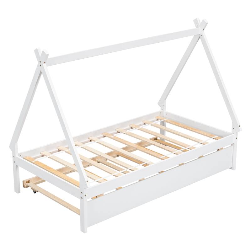 Twin size Tent Floor Bed with Trundle