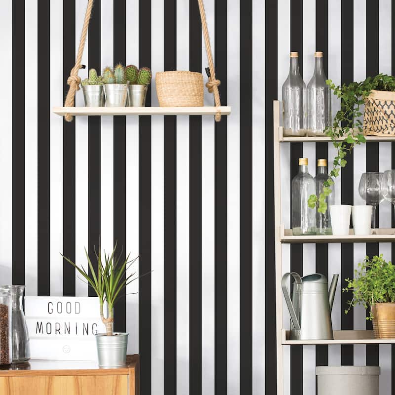Galerie Wallcoverings Just Kitchens Awning Stripe Vinyl on Non-woven Matte Wallpaper Roll