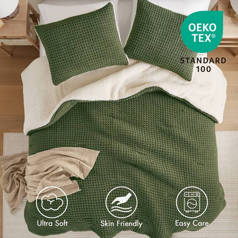 2 Pieces Twin Cable Knit Chenille Comforter Set