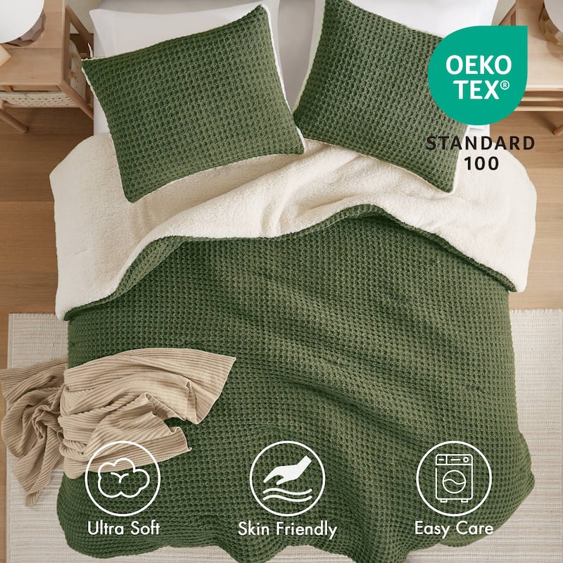 Madison Park Riordan Waffle Knit Chenille Comforter Set