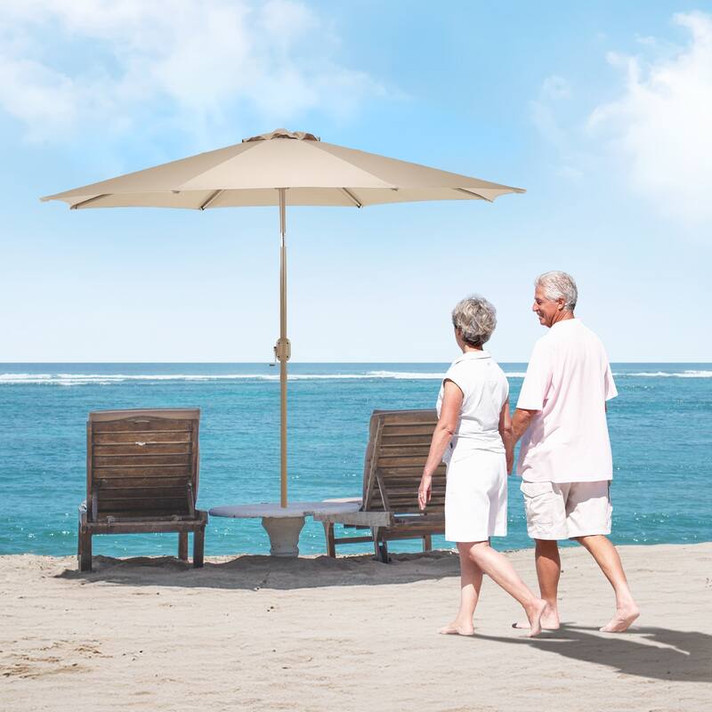 Aoodor 9FT Outdoor Patio Market Umbrella with Push Button Tilt and Crank
