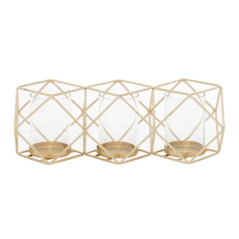 Gold Metal Modern Candle Holder 5 x 15 x 5 - 15 x 5 x 5
