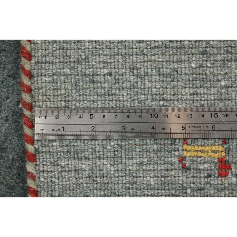 Hand Knotted Oriental 100% Wool Carpet Tribal Animal Pictorial Greys & Charcoal Gabbeh Area Rug - 6' 1'' X 4' 1''