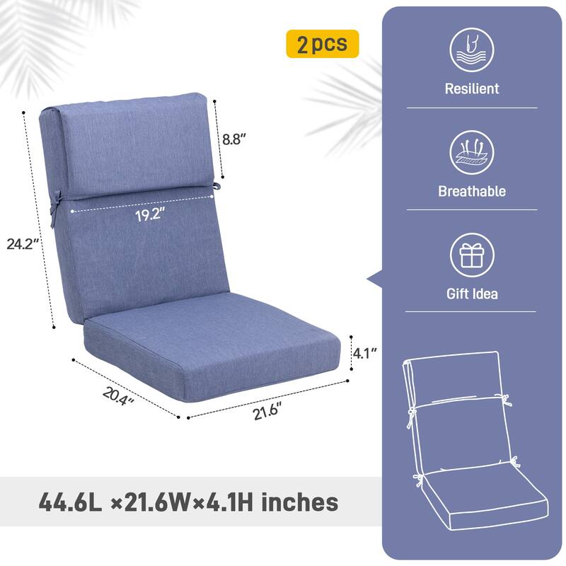 Aoodor Patio High Back Chair Cushions Set of 2