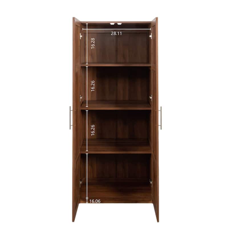 High wardrobe and kitchen cabinet with 2 doors and 3 partitions to separate 4 storage spaces