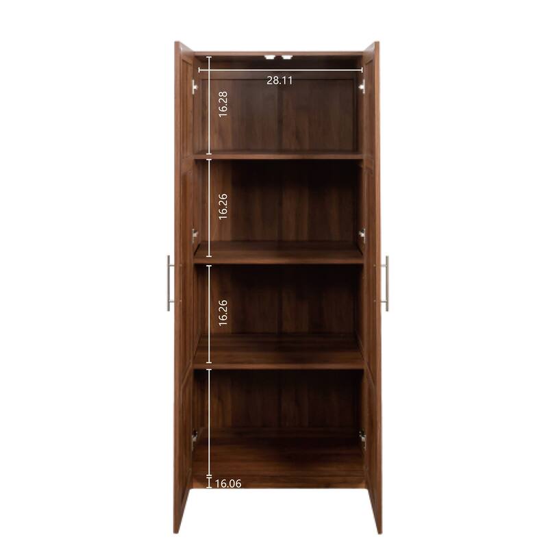 Roomfitters Tall Kitchen Pantry Cabinet with 2 Doors and Adjustable Shelves, Freestanding Storage Cupboard, Walnut