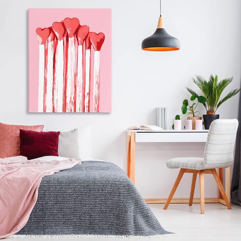 Stupell Pastel Pink Heart Matches Canvas Wall Art Design By Lil' Rue