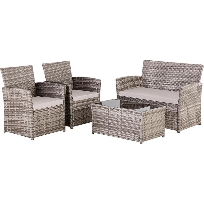 4 Piece Outdoor PE Wicker Furniture Set