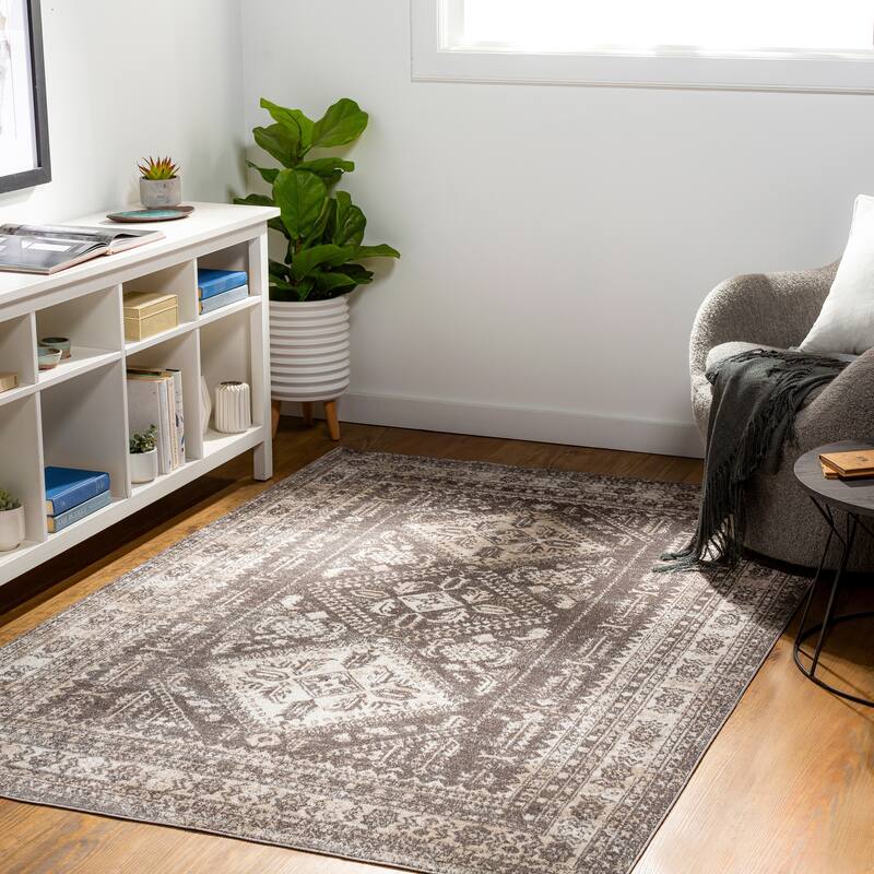 Livabliss Ambridge Machine Washable Traditional Diamond Area Rug - 7' 10" x 10' - Taupe - Rectangle