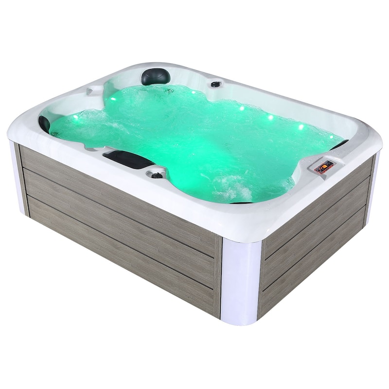 4-Person 20-Jet Premium Acrylic Lounger Spa Standard Hot Tub with Bluetooth Sound System and two-step ladder