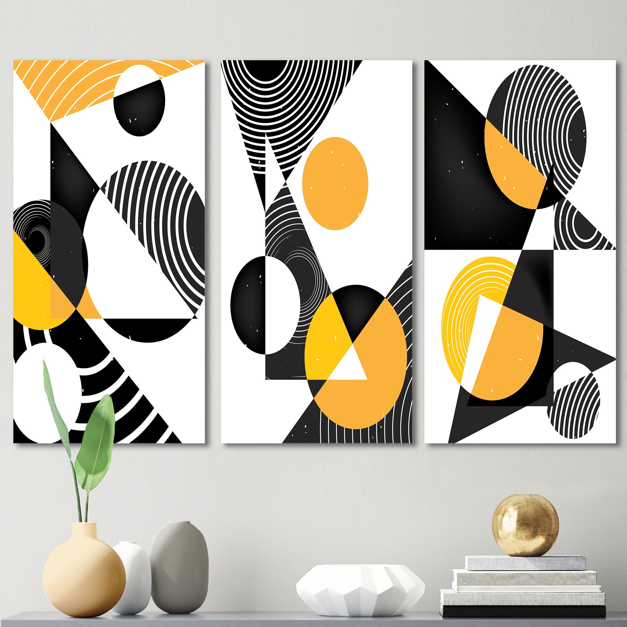Designart 'Retro Abstract Minimal Colorful Geometric Typography I