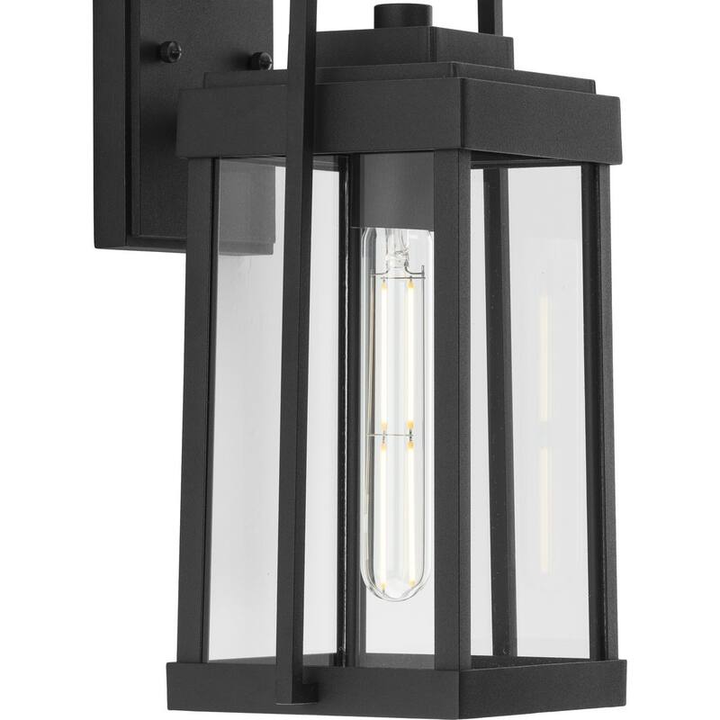 Walcott One-Light Textured Black Modern Farmhouse Outdoor Medium Wall Lantern - 7.125 in x 7.37 in x 14 in