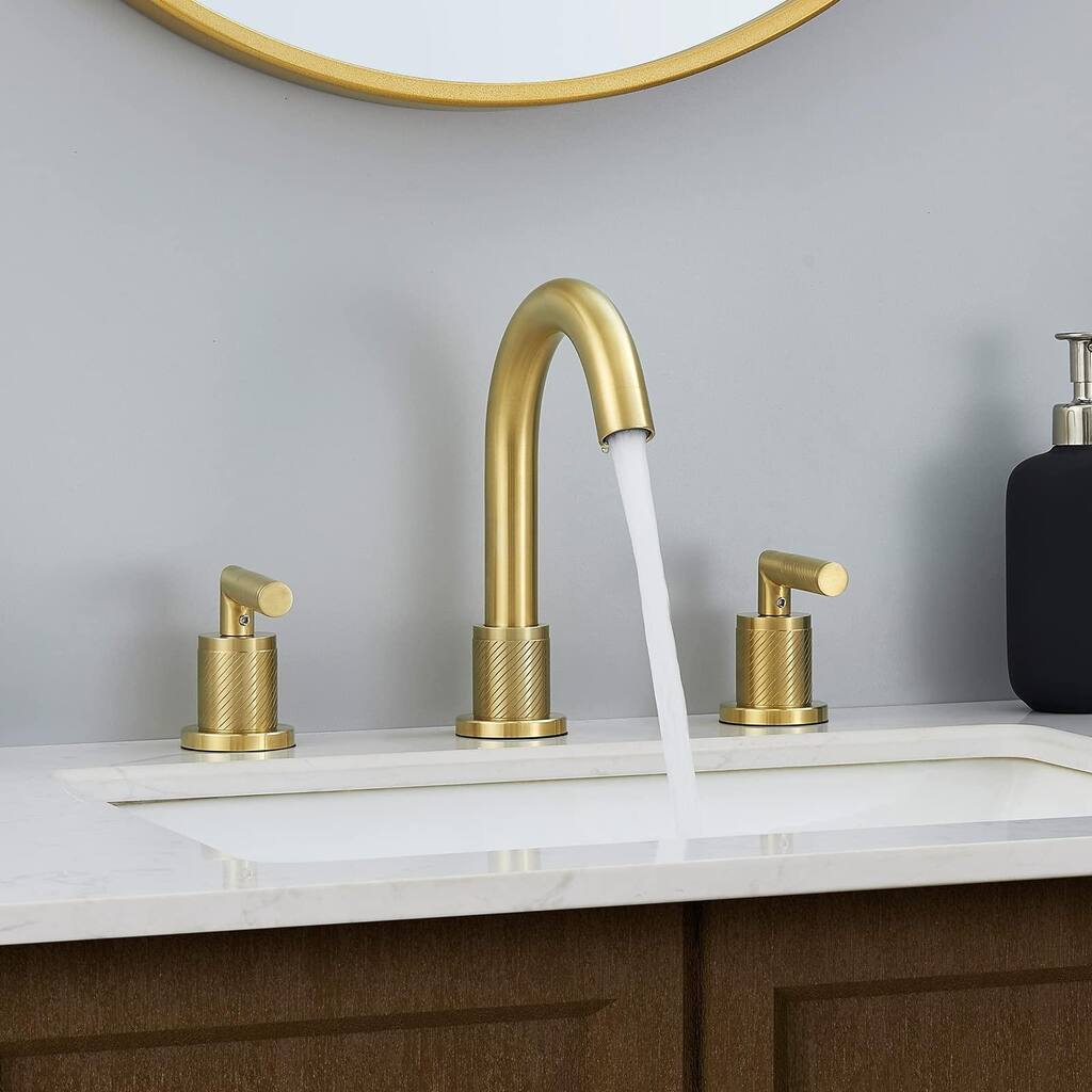 2 Handle 360 Degree Swivel Bathroom Vanity Sink Faucet with Pop Up Drain and Water Supply Hose, Rust Proof, Anti Fingerprint