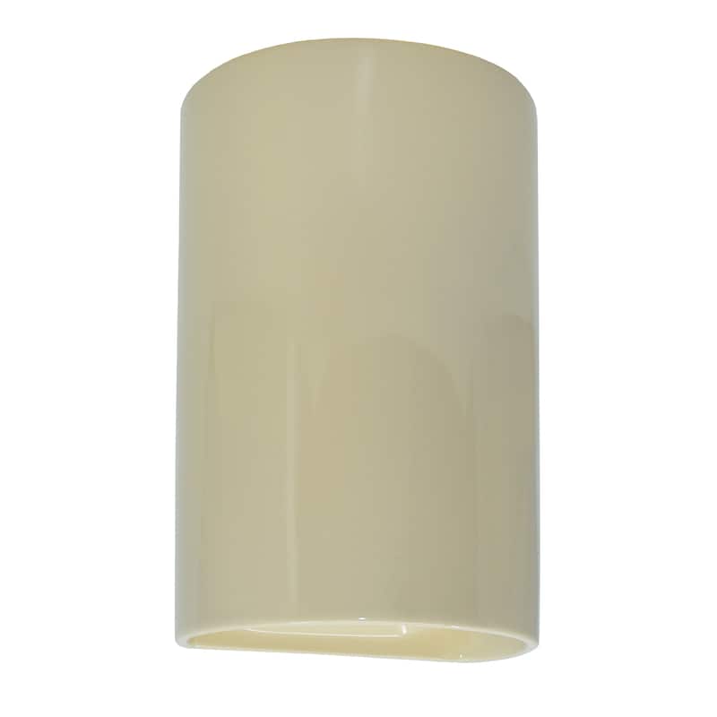 Justice Design Ambiance - Large ADA Cylinder Wall Sconce - Closed Top (Outdoor) - Replaceable Bulb - Vanilla Gloss