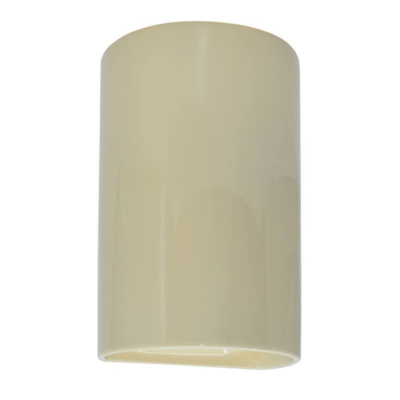 Justice Design Ambiance - Large ADA Cylinder Wall Sconce - Open Top & Bottom - Replaceable Bulb - Vanilla Gloss