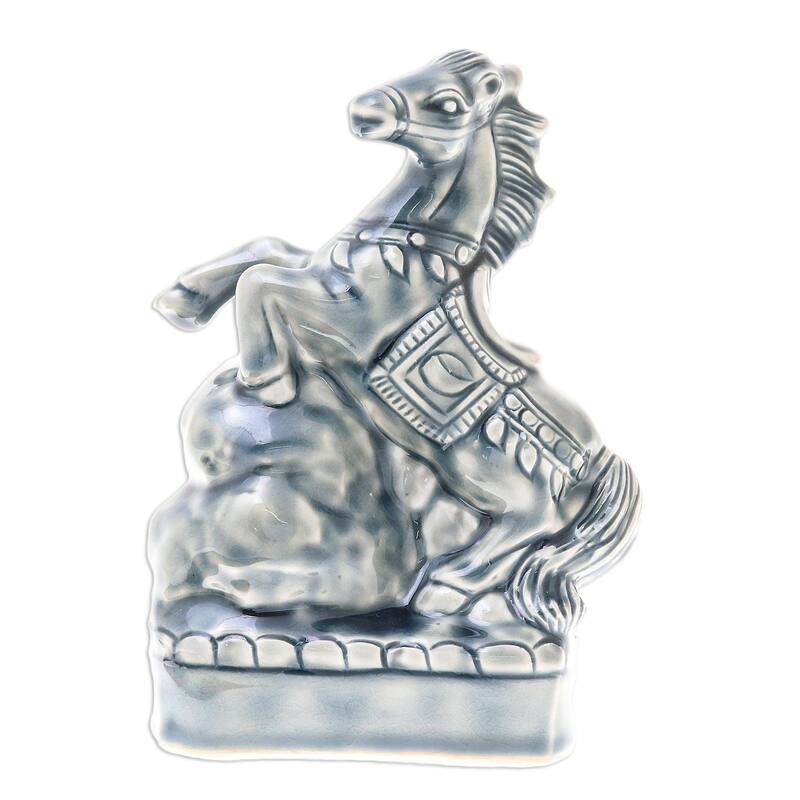 Novica Handmade Lucky Horse Ceramic Sculpture