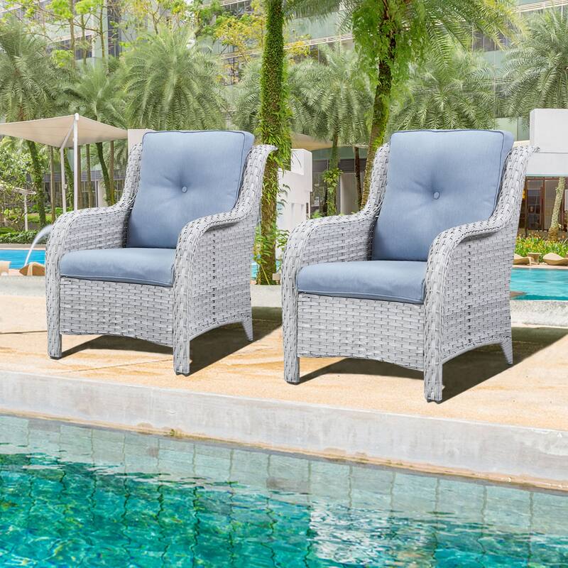 2 Peices Wicker Chairs Wide Armchair