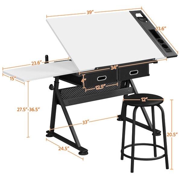 Yaheetech Drawing Table/Stool Set for Professional Art Work with