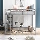 preview thumbnail 2 of 10, Gray Full Size Pine Wood Loft Bed with Built-in Desk and Shelves