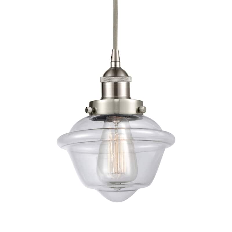 Innovations Lighting 616-1PH-10-8 Oxford Pendant Oxford 8" Wide Mini - Brushed Satin Nickel / Clear