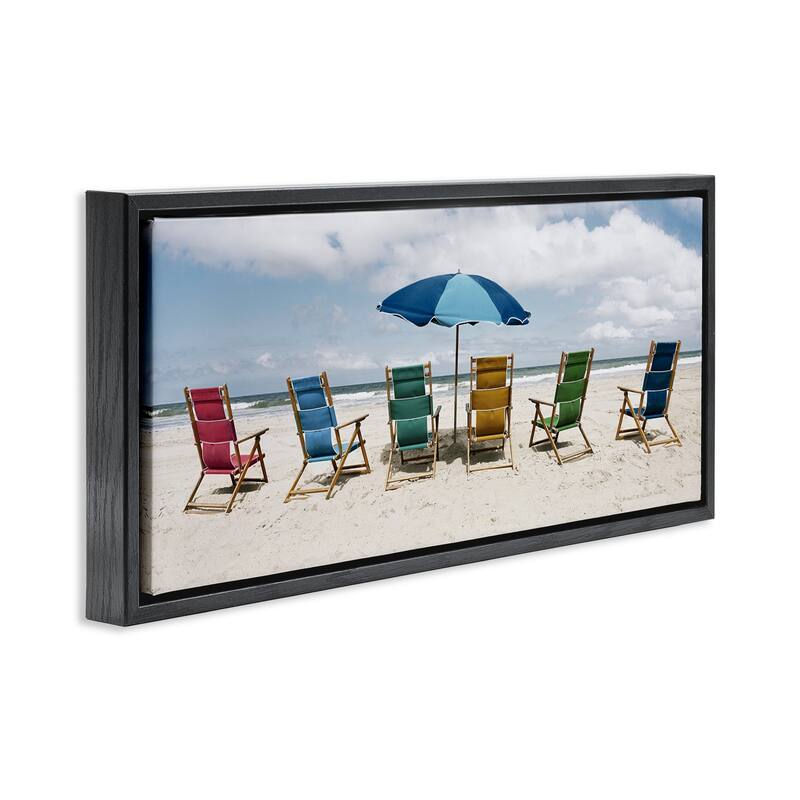 Stupell Colorful Beach Chairs Framed Floater Canvas Wall Art Design By Natalie Carpentieri