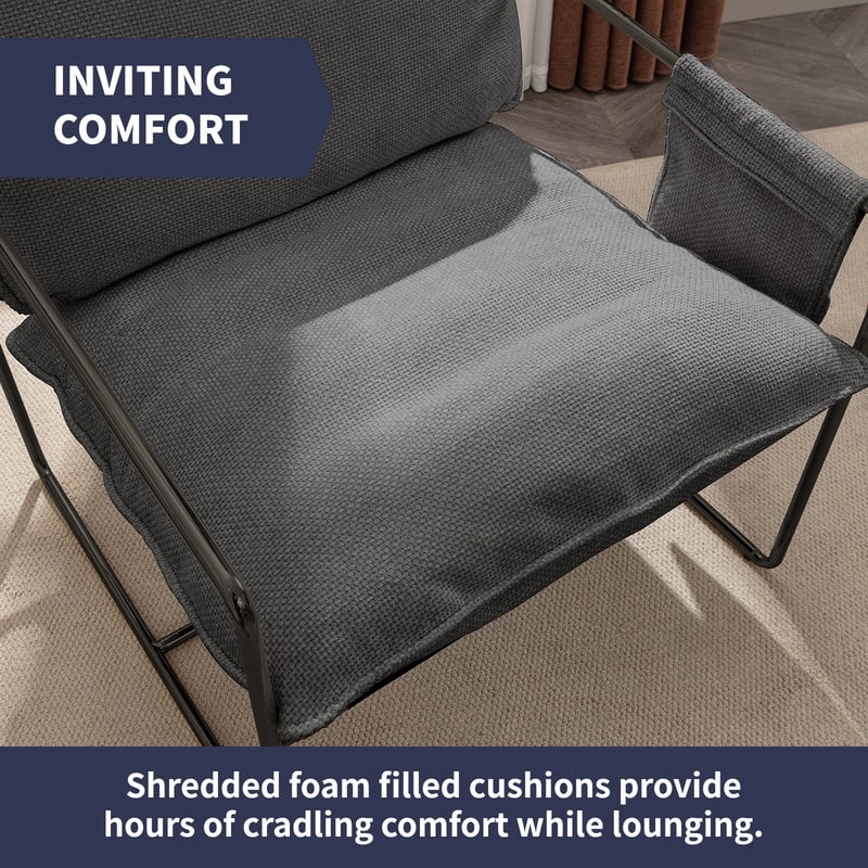 Mixoy Set of 2 Modern Metal Frame Sling Accent Chair