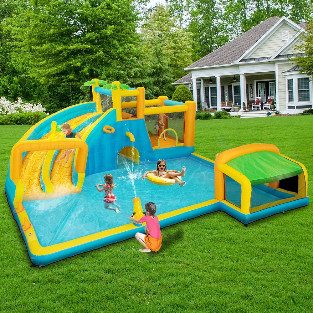 Inflatable Bounce House with Water Slide for Kids Includes Air Blower