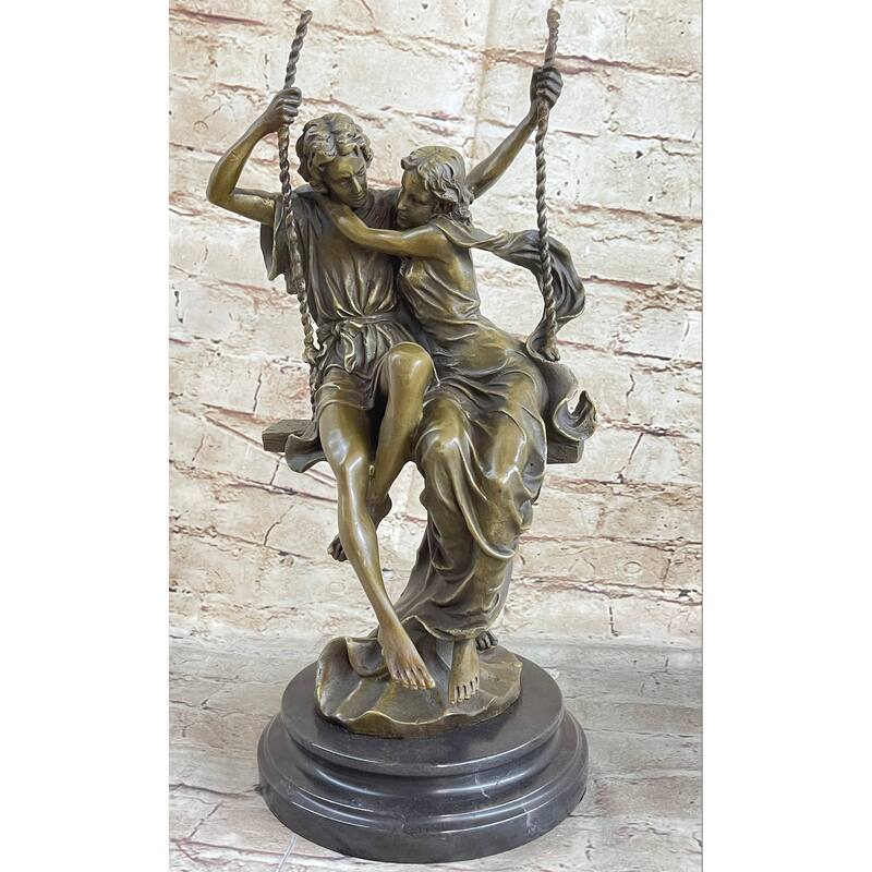Hand Made Perfect Valentine Gift Couple In Love On Swing Set Bronze Figurine Lrg