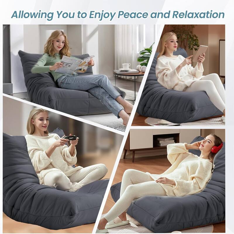 EROMMY Bean Bag Chair Togo Sofa - 28D Memory Foam Floor Chair for Adults & Kids, Lightweight Faux Leather Lounger in 5 Colors