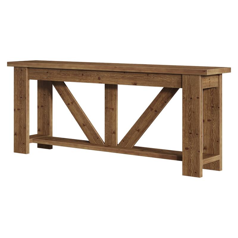 70.9-Inch Solid Wood Console Table, 2-Tier Sofa Table Behind Couch
