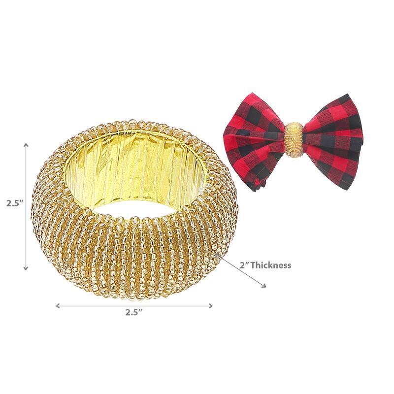 Gold Beaded Napkin Ring - Set of 6