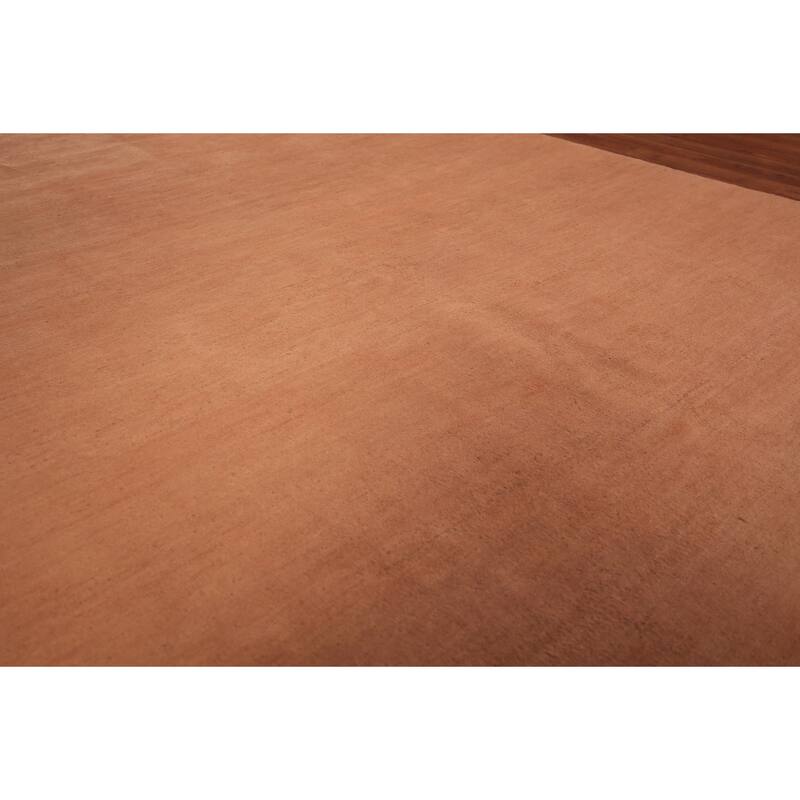 Orange Modern Gabbeh Area Rug Hand-Knotted Wool Carpet - 6'8" x 9'9"