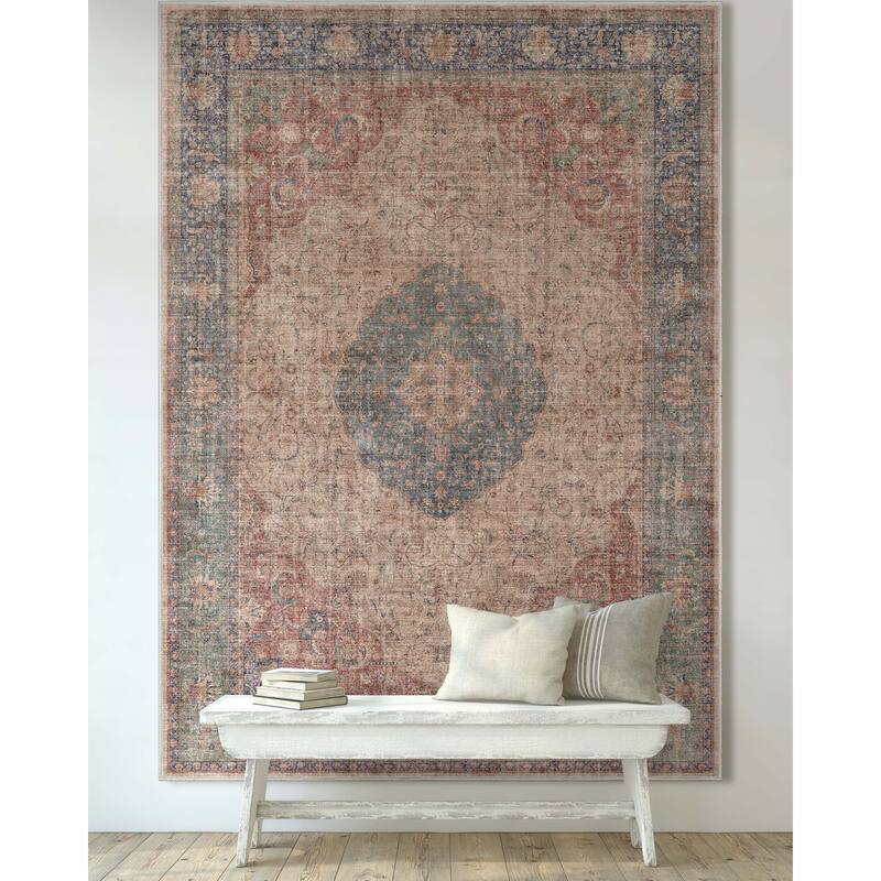 Well Woven Asha Odette Persian Oriental Vintage Area Rug - 9' 10" x 13' - Red Blue - Rectangle