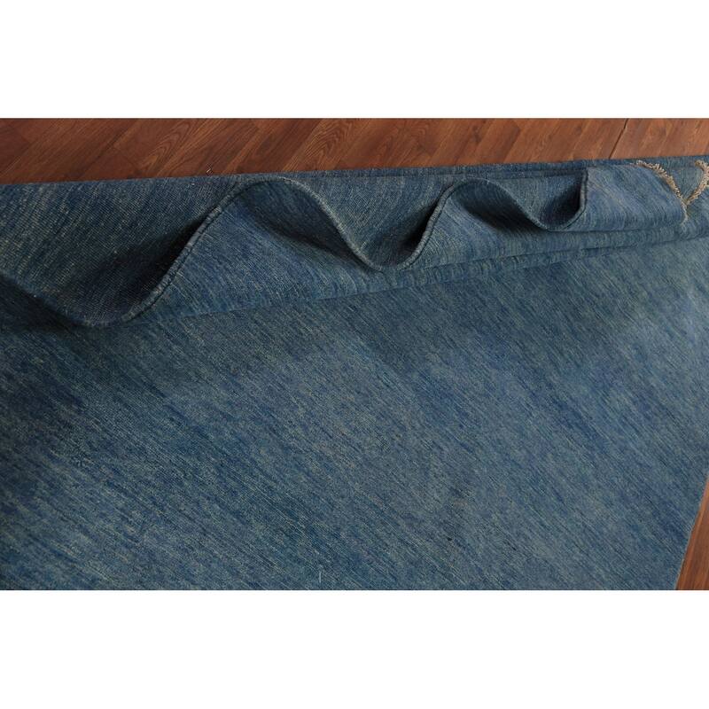 Tribal Modern Blue Gabbeh Area Rug Hand-Knotted Oriental Wool Carpet - 6'7" x 9'8"