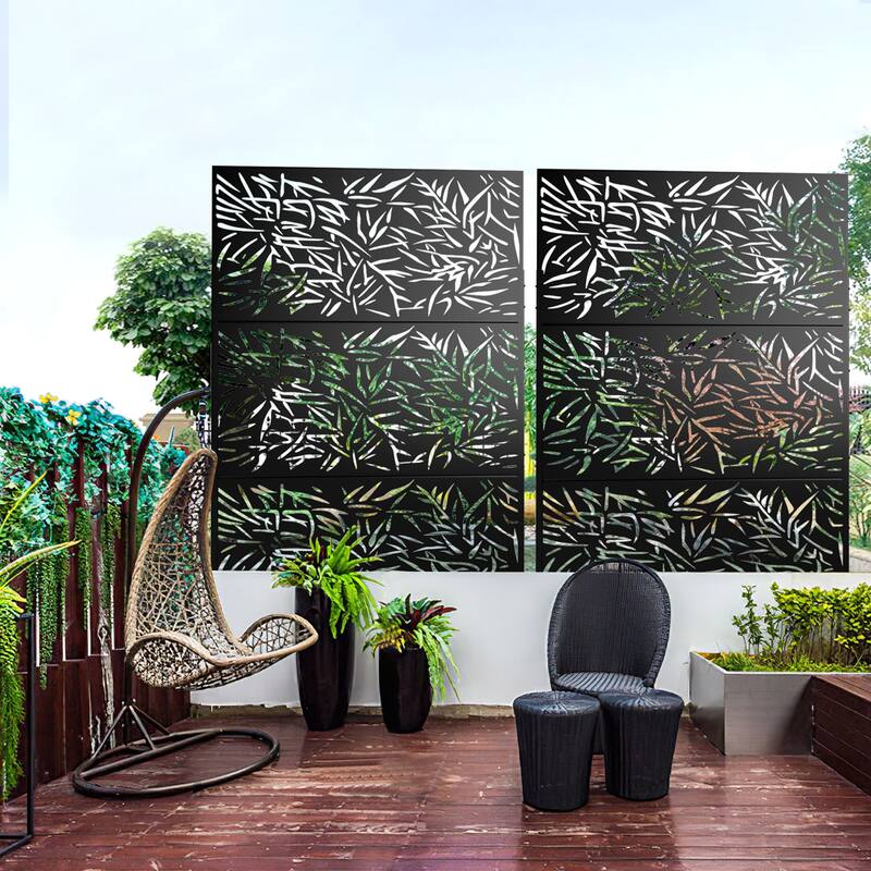 Privacy Screen Free Standing Bamboo Leaves