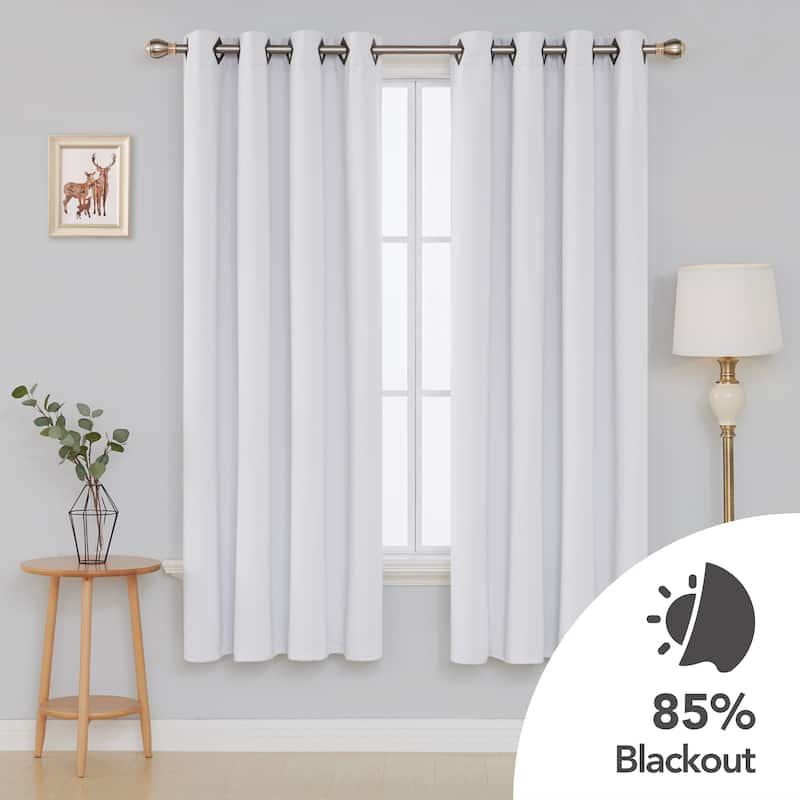 Deconovo Square Grommet Curtain Panel Pair(2 Panel) - 52x72 - Greyish White