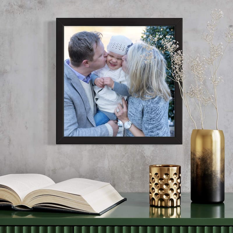 10x15 Black Wood Picture Frame - UV Acrylic, Foam Board Backing, Hanging Hardware