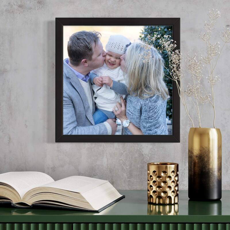 11x20 Black Wood Picture Frame - UV Acrylic, Foam Board Backing, Hanging Hardware
